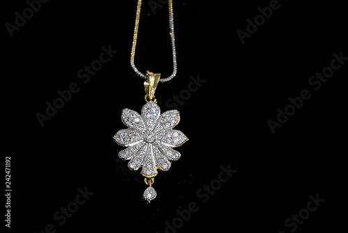 American diamond silver jewelry chain pendant neck set for woman fashion 