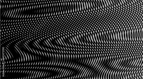 Monochrome abstract digital background with linear illusions