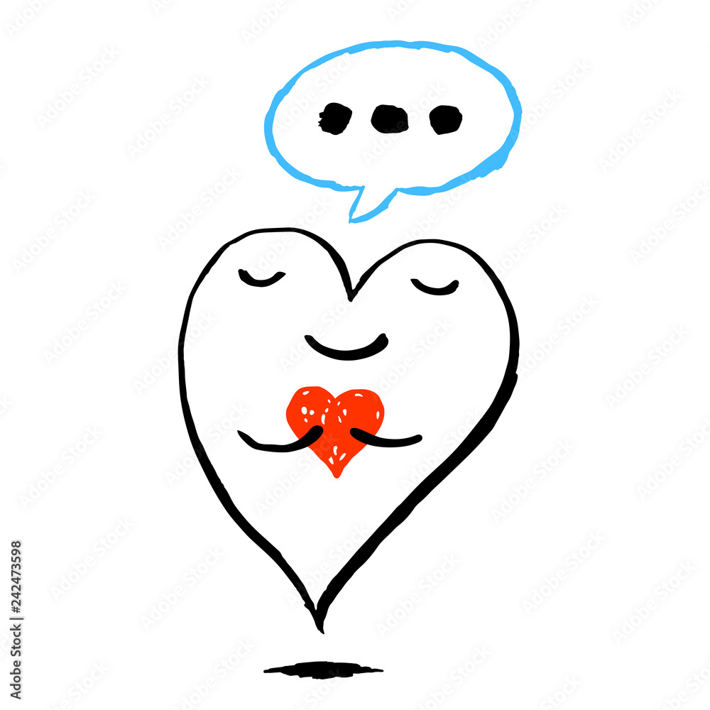 Black heart is holding a red heart. Funny greeting card for the holiday feast of Saint Valentine Day. Sketch drawing was drawn with the brush and ink and saved as a vector illustration Black heart is holding a red heart. Funny greeting card for the holiday feast of Saint Valentine Day. Sketch drawing was drawn with the brush and ink and saved as a vector illustration