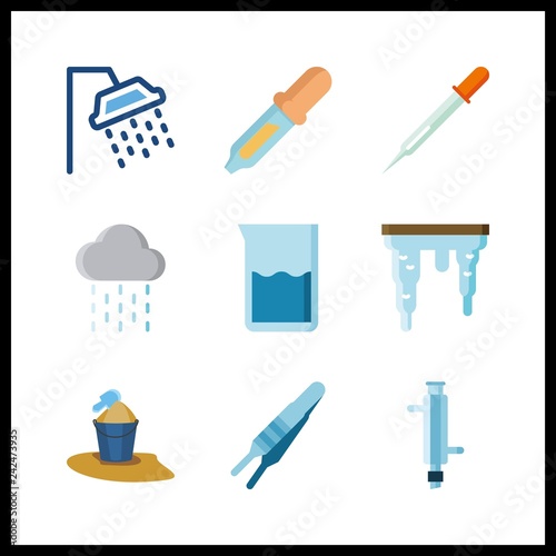 9 drop icon. Vector illustration drop set. icicle and drepper icons for drop works © Orxan