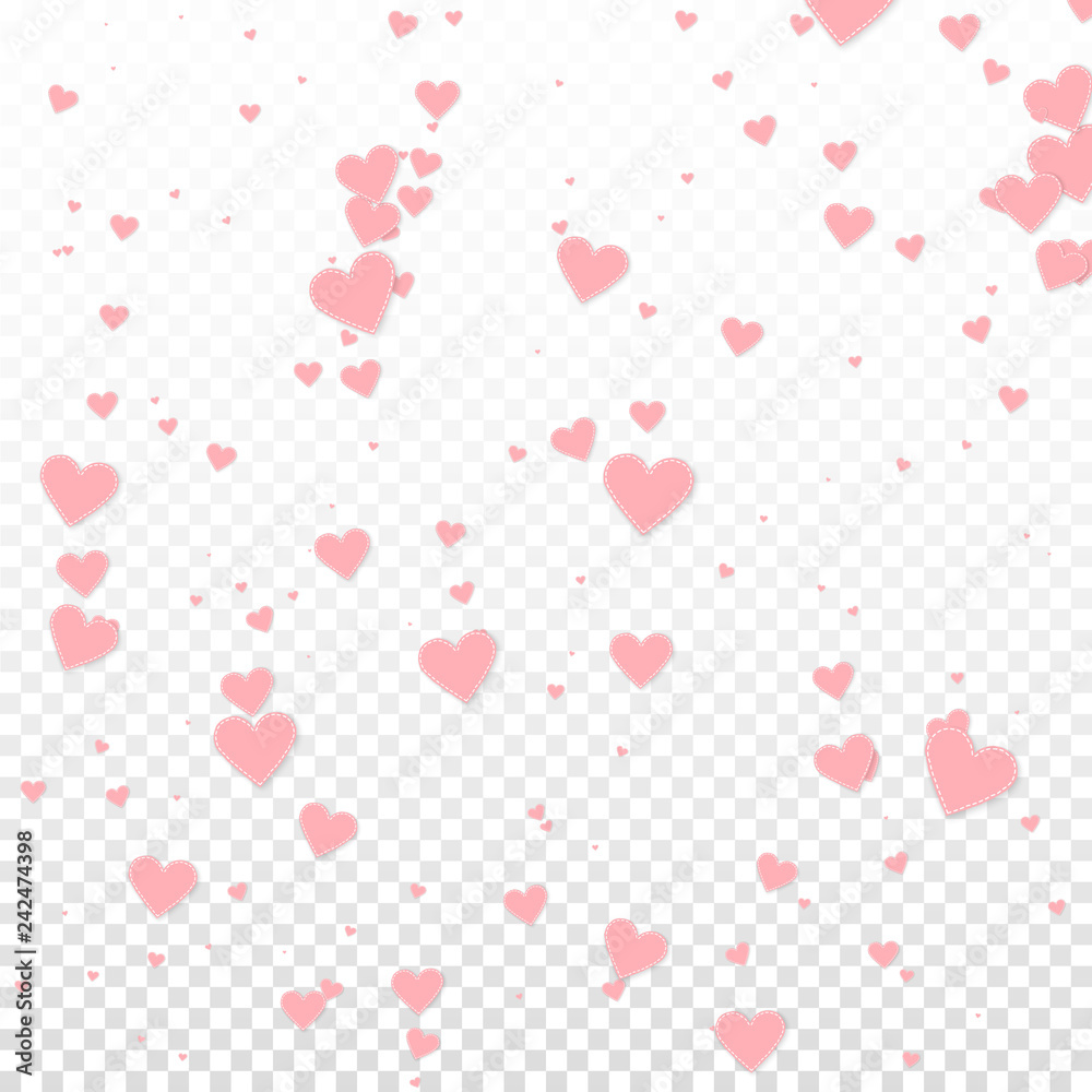 Pink heart love confettis. Valentine's day falling