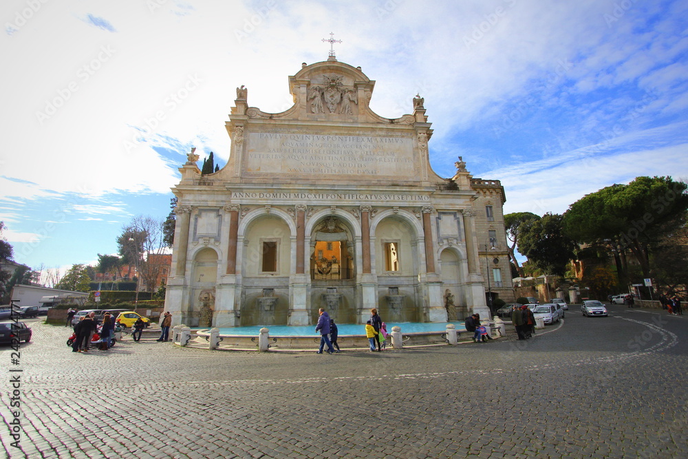 ROME, ITALY- DECEMBER 31 2018T:The Fontana dell'Acqua Paola also known as Il Fontanone (