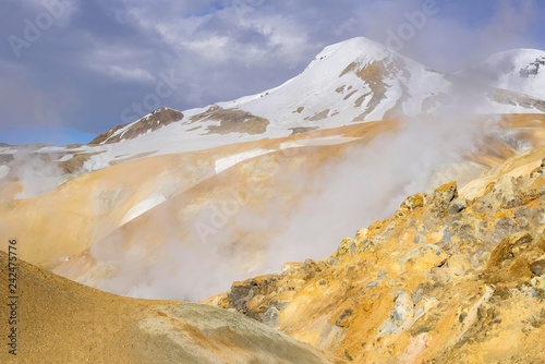 Mountain Fannborg and Snaekollur, hot spring area Hveradalir, Kerlingarfjoll, Suourland, Iceland, Europe photo