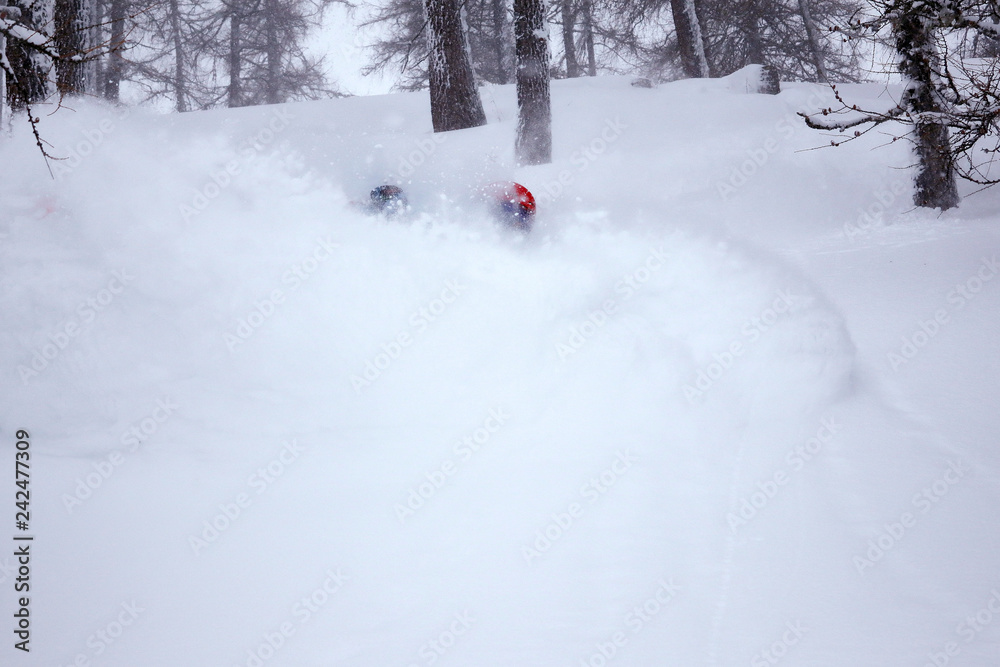 deep snow skiing fun action winter ski extreme absorbed deep snow skiing fun action winter ski extreme absorbed