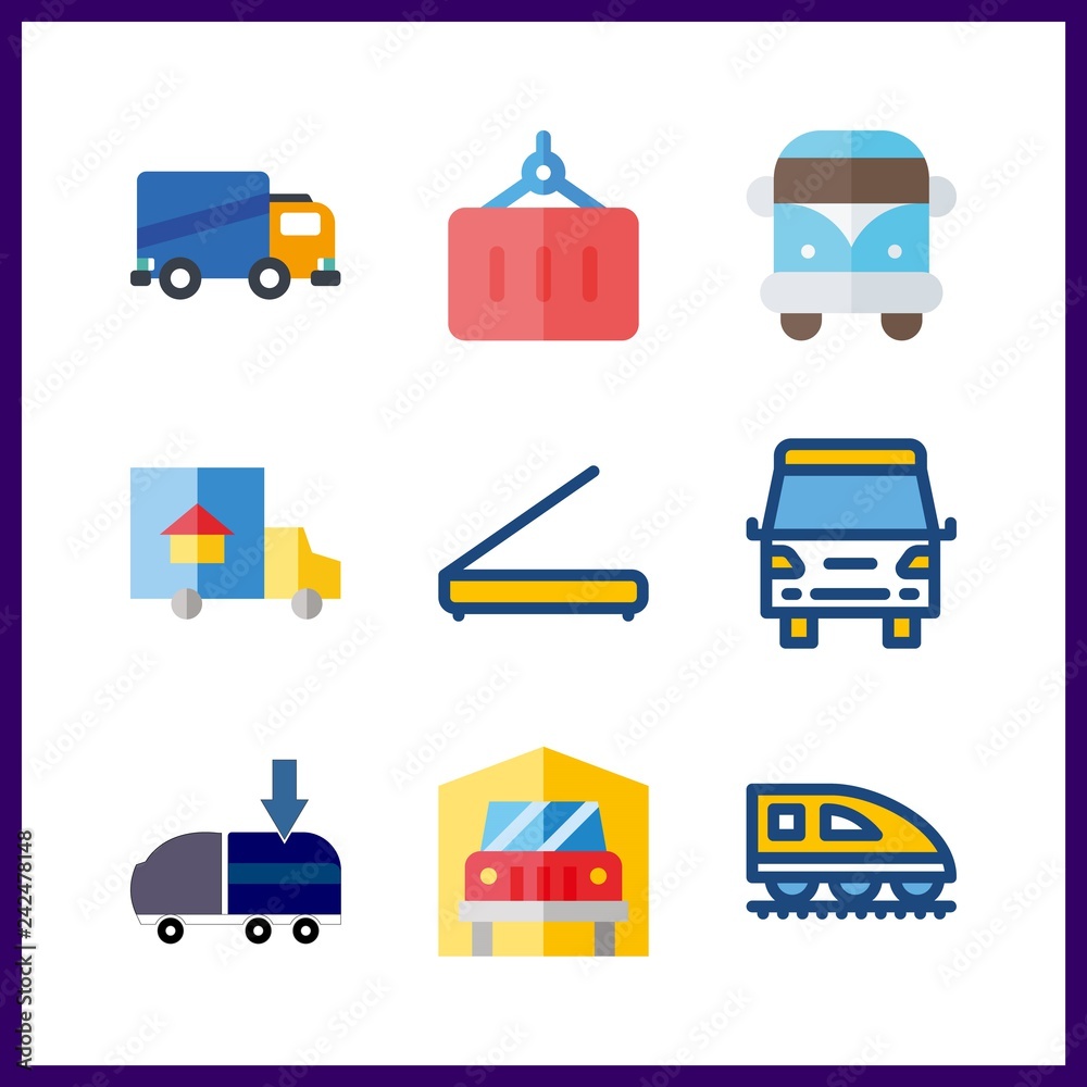 9 logistic icon. Vector illustration logistic set. trucks and container icons for logistic works