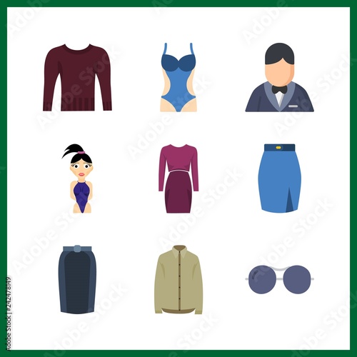 9 stylish icon. Vector illustration stylish set. winter shirt and groom icons for stylish works