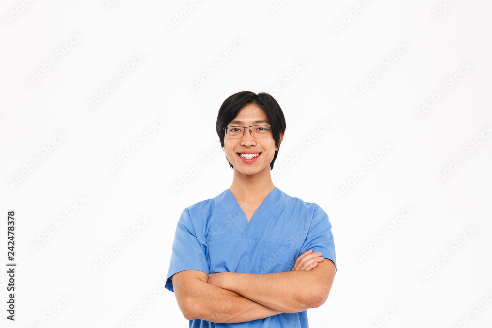 Confident asian man doctor wearing uniform standing Confident asian man doctor wearing uniform standing