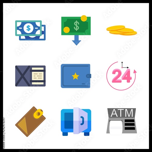 9 cash icon. Vector illustration cash set. repayment and penny icons for cash works