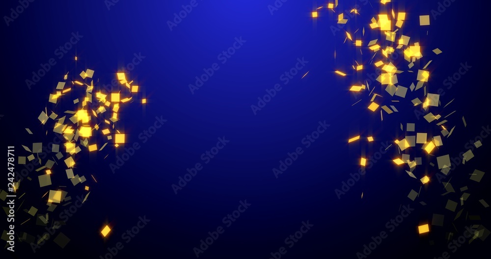 Fototapeta premium Explosion of Golden confetti on blue new year background.3D rendering , 4K