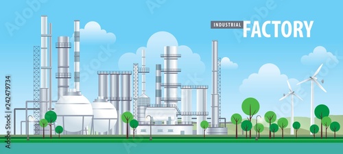 Vector factory icons set  Factory  power plants and industrial buildings