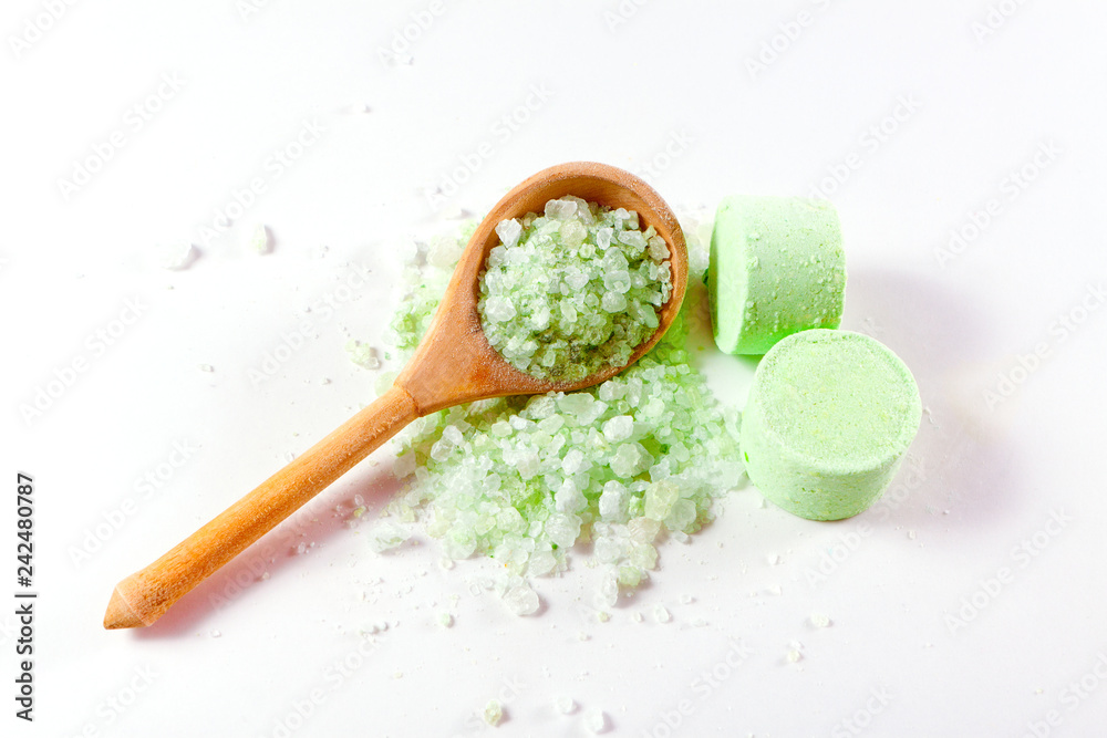 sea salt for bathroom with wooden spoon sea salt for bathroom with wooden spoon