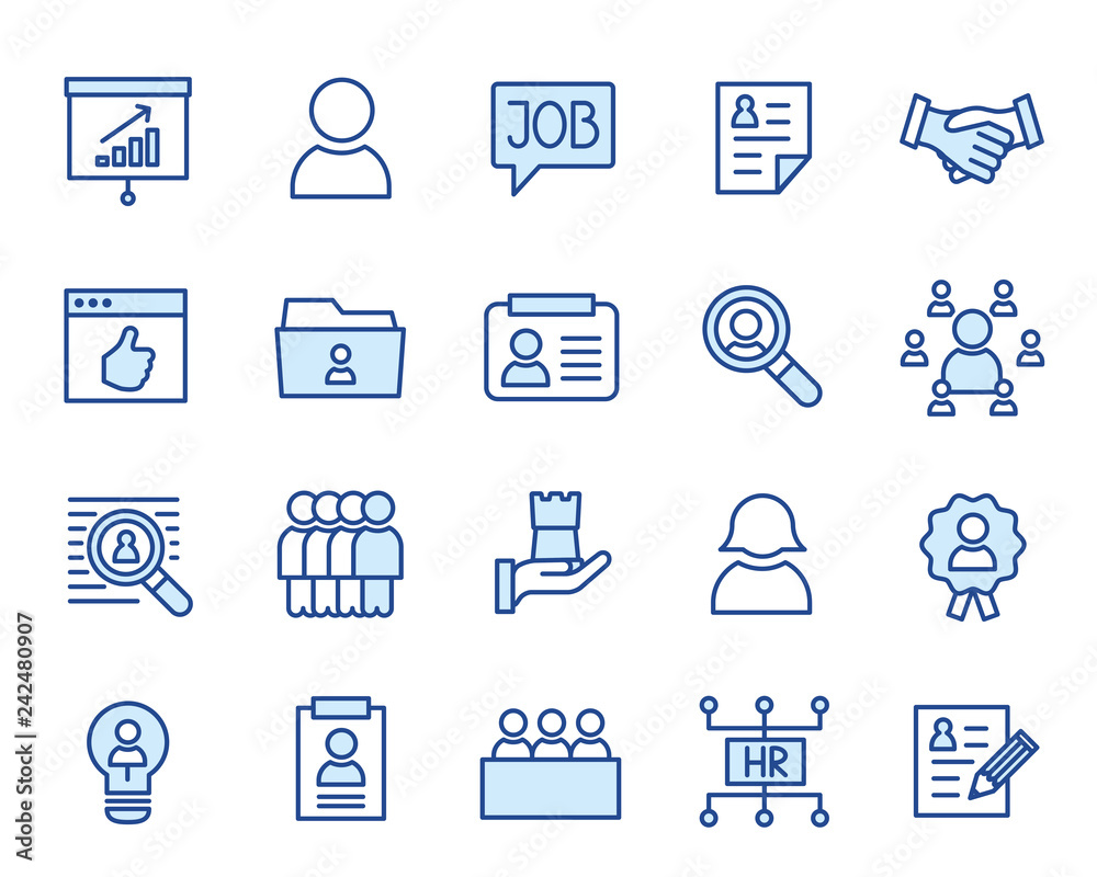 Human Ressource, HR, Bewerbung Vector Icon Illustration Set