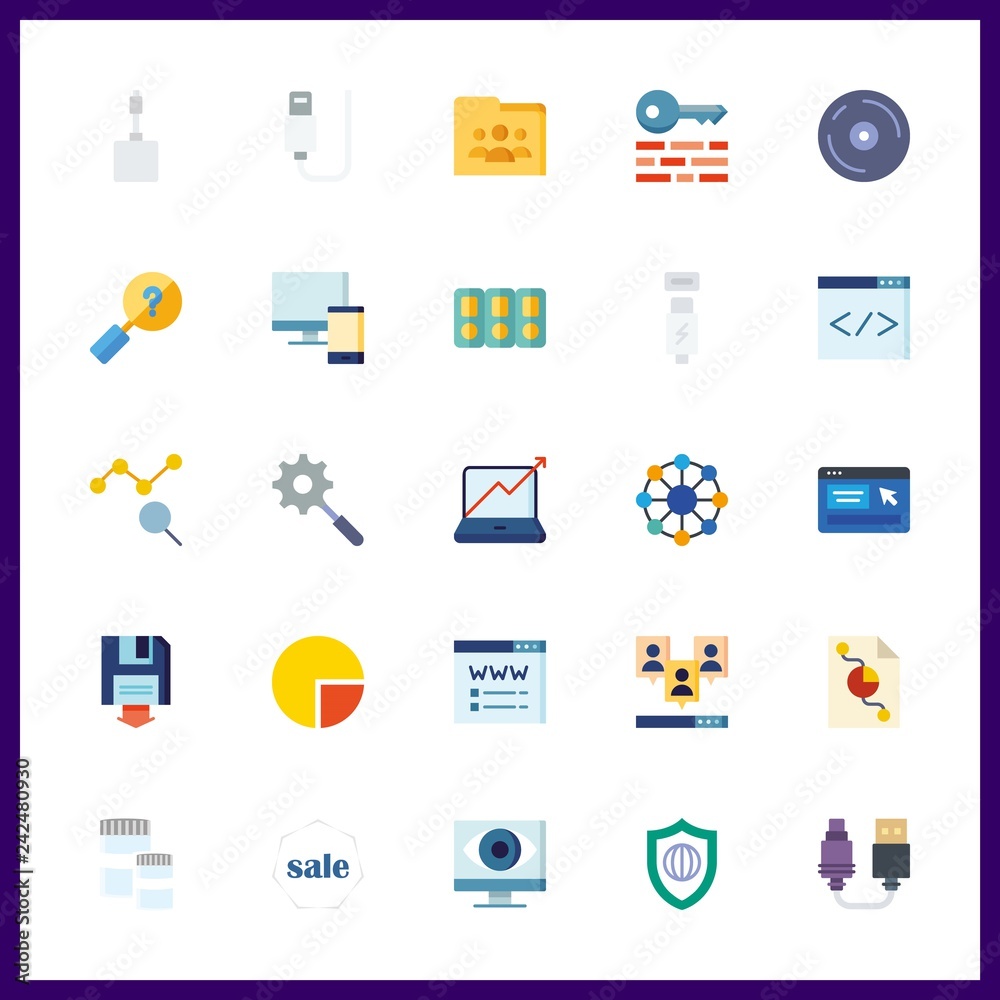 25 data icon. Vector illustration data set. marketing and shared folder icons for data works