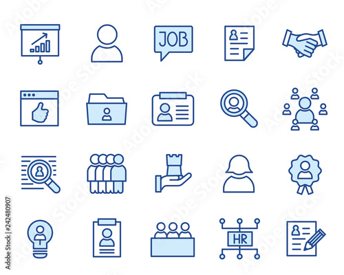 Human Ressource, HR, Bewerbung Vector Icon Illustration Set