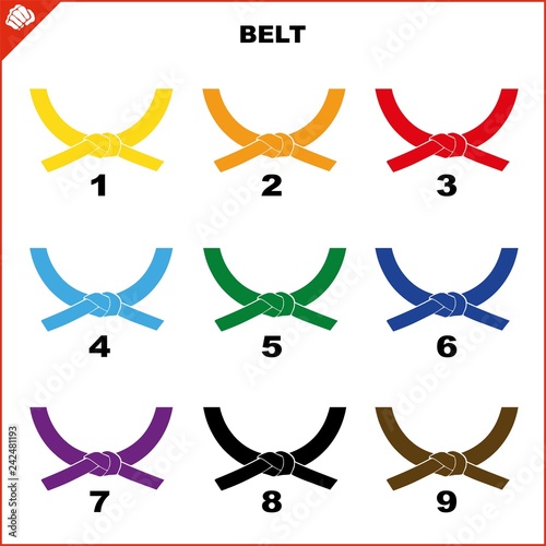 Colored belts for martial arts kimono set, dogi karate,bjj, judo, taekwondo, hapkido, karate.