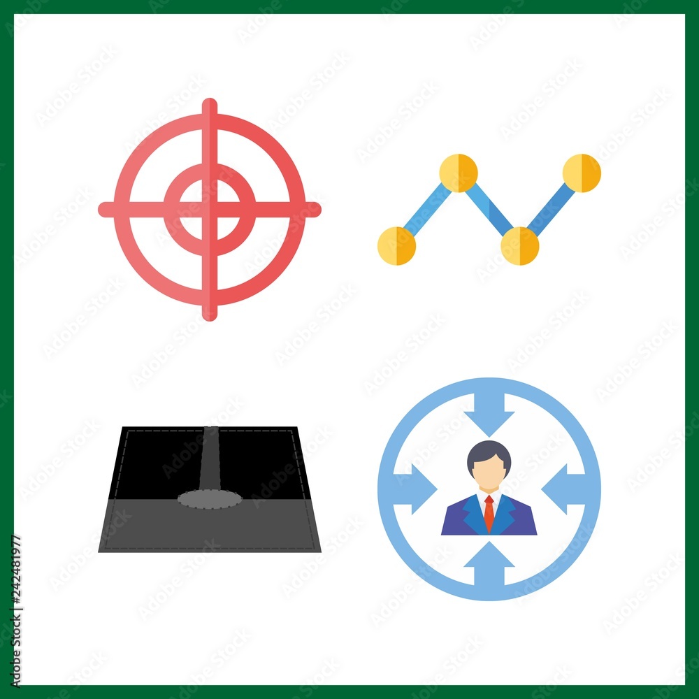 4 market icon. Vector illustration market set. target and line graph icons for market works 4 market icon. Vector illustration market set. target and line graph icons for market works