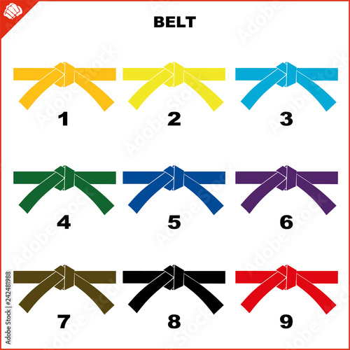 Colored belts for martial arts kimono set, dogi karate,bjj, judo, taekwondo, hapkido, karate.