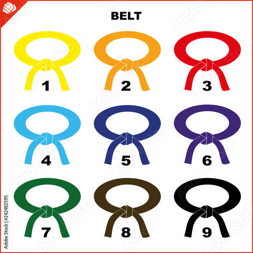 Colored belts for martial arts kimono set, dogi karate,bjj, judo, taekwondo, hapkido, karate.