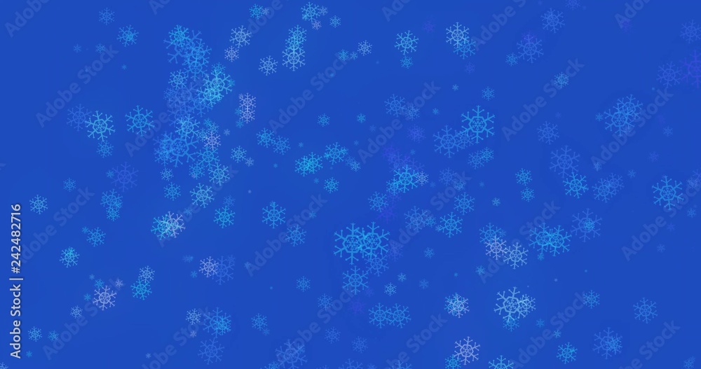 Gentle Christmas Morning Snow, dark blue background - seamless loop