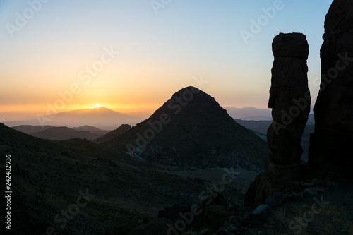Sunset in Morocco Antiatlas mountains and rocks