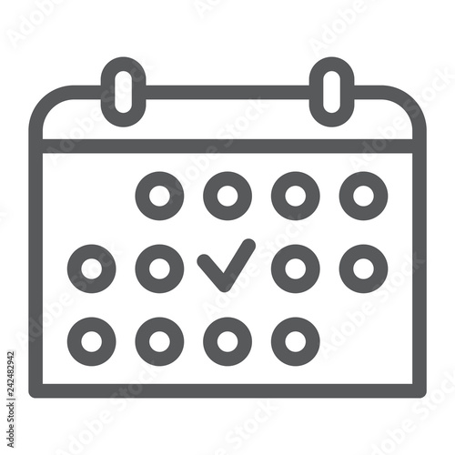 Training schedule line icon, sport and organizer, calendar sign, vector graphics, a linear pattern on a white background.