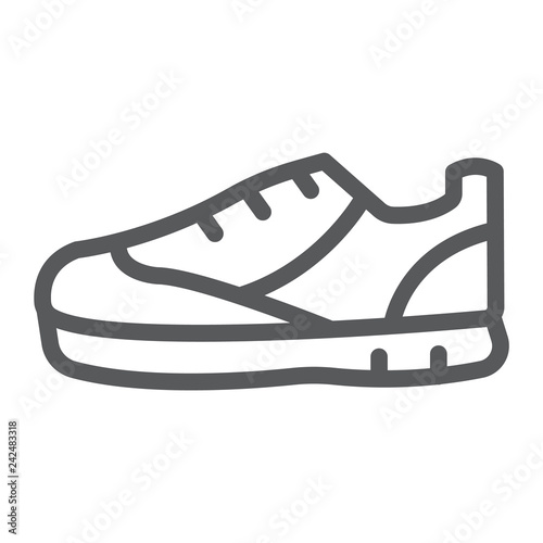 Sport shoes line icon, footwear and shoe, sneaker sign, vector graphics, a linear pattern on a white background.