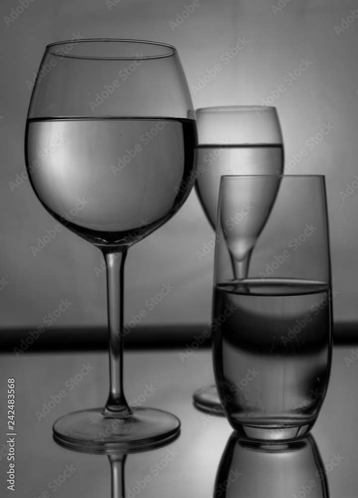 empty wine glass on black background