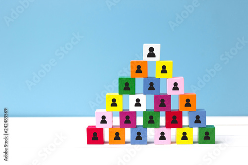 Human resources (HR) and corporate hierarchy concept represented by icon. Choose a new leader of teamwork.