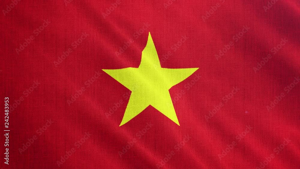 Vietnam flag is waving 3D animation. Symbol of Vietnam national on fabric cloth 3D rendering in full perspective. Vietnam flag is waving 3D animation. Symbol of Vietnam national on fabric cloth 3D rendering in full perspective.