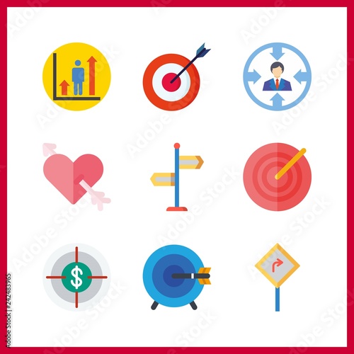 9 arrow icon. Vector illustration arrow set. road sign and cupid icons for arrow works