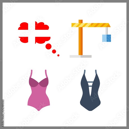 4 sea icon. Vector illustration sea set. swimsuit and winch icons for sea works
