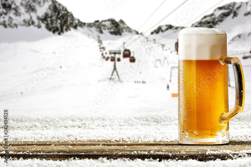 Winter time in Alps and beer 