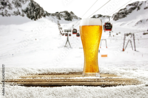 Winter time in Alps and beer 
