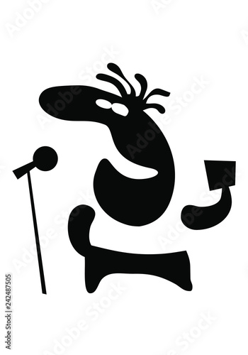 man reads verses in front of a microphone. vector image for illustrations