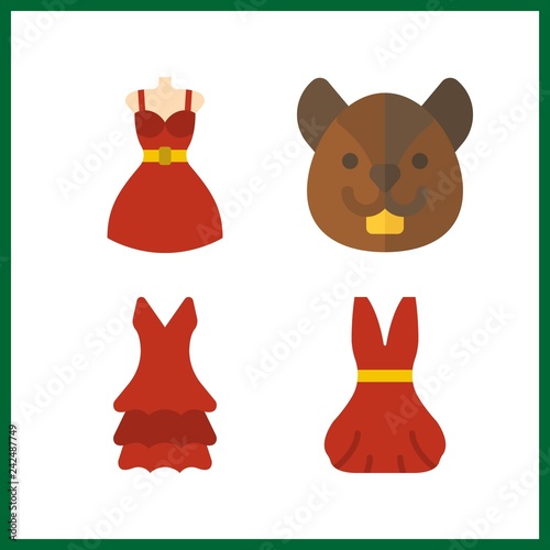 4 tail icon. Vector illustration tail set. dress and squirrel icons for tail works