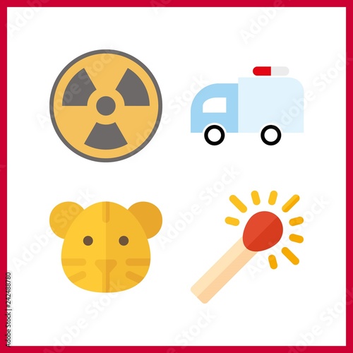 4 danger icon. Vector illustration danger set. tiger and match icons for danger works