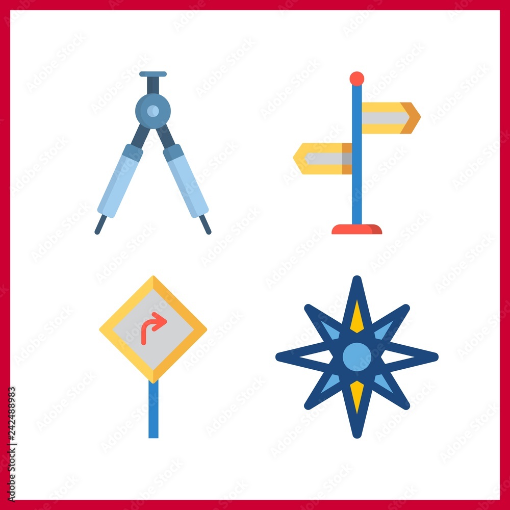 4 direction icon. Vector illustration direction set. direction sign and windrose icons for direction works 4 direction icon. Vector illustration direction set. direction sign and windrose icons for direction works