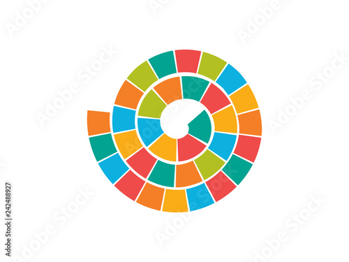 Spiral shape consisting of colored pieces vector illustration