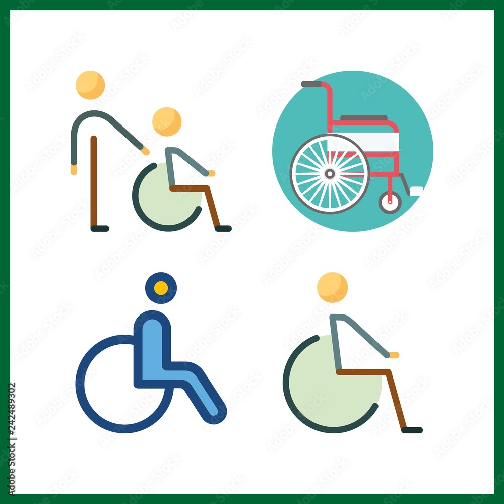 4 handicapped icon. Vector illustration handicapped set. disabled and wheelchair icons for handicapped works 4 handicapped icon. Vector illustration handicapped set. disabled and wheelchair icons for handicapped works