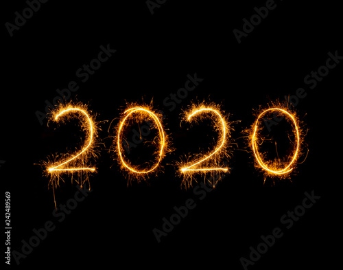 2020 written with Sparkle firework