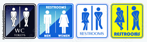 set of restroom placard sign. easy to modify