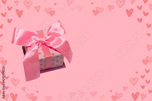  pink box on a pink background with hearts. Valentine's Day gift © FytyaKarman