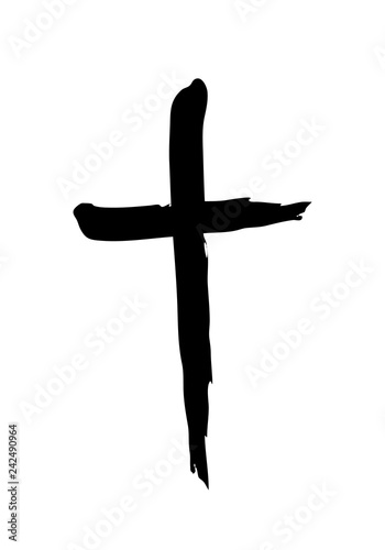 Hand drawn christian cross symbol