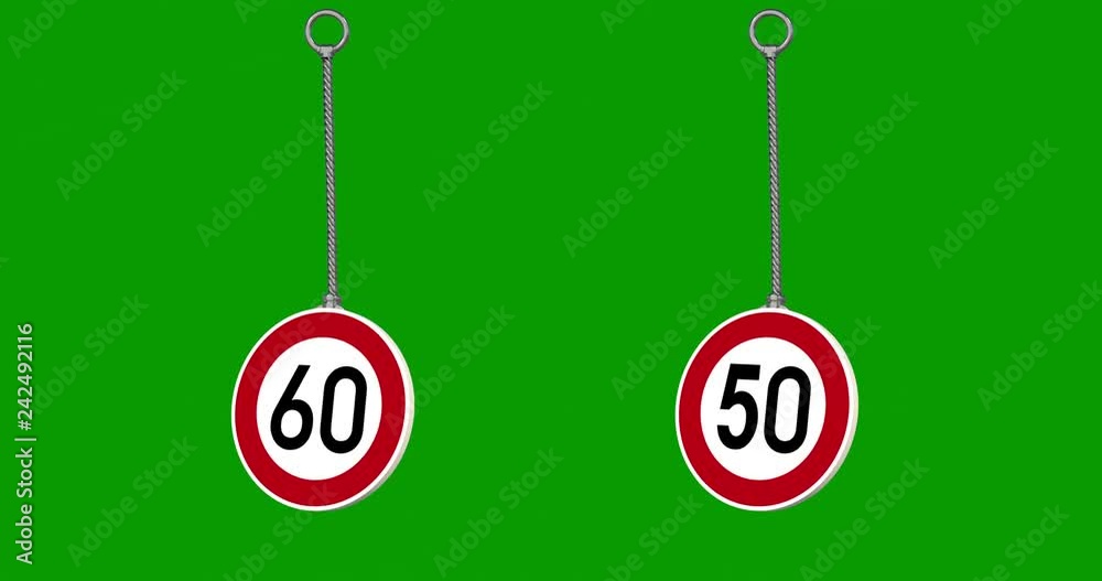 Speed limit signs. 3d animation road speed signs,symbol.Speed limits 60