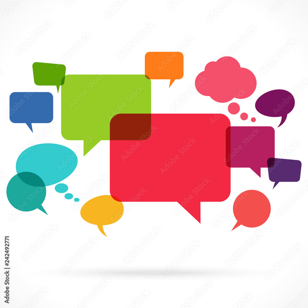 colored speech and thought bubbles
