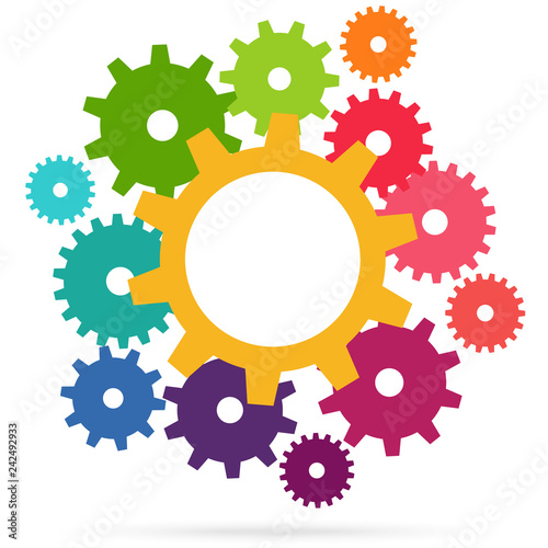 colored teamwork gears