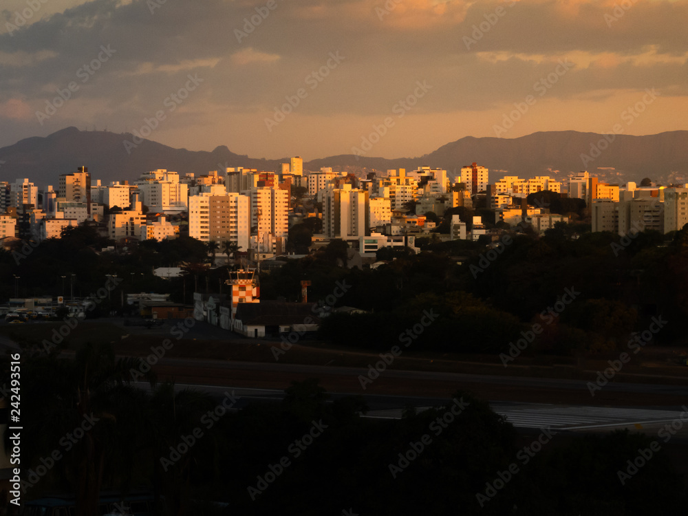 Center of belo horizonte with a beautiful sunset Belo Horizonte, Minas Gerais, Brazil - 22/07/2018