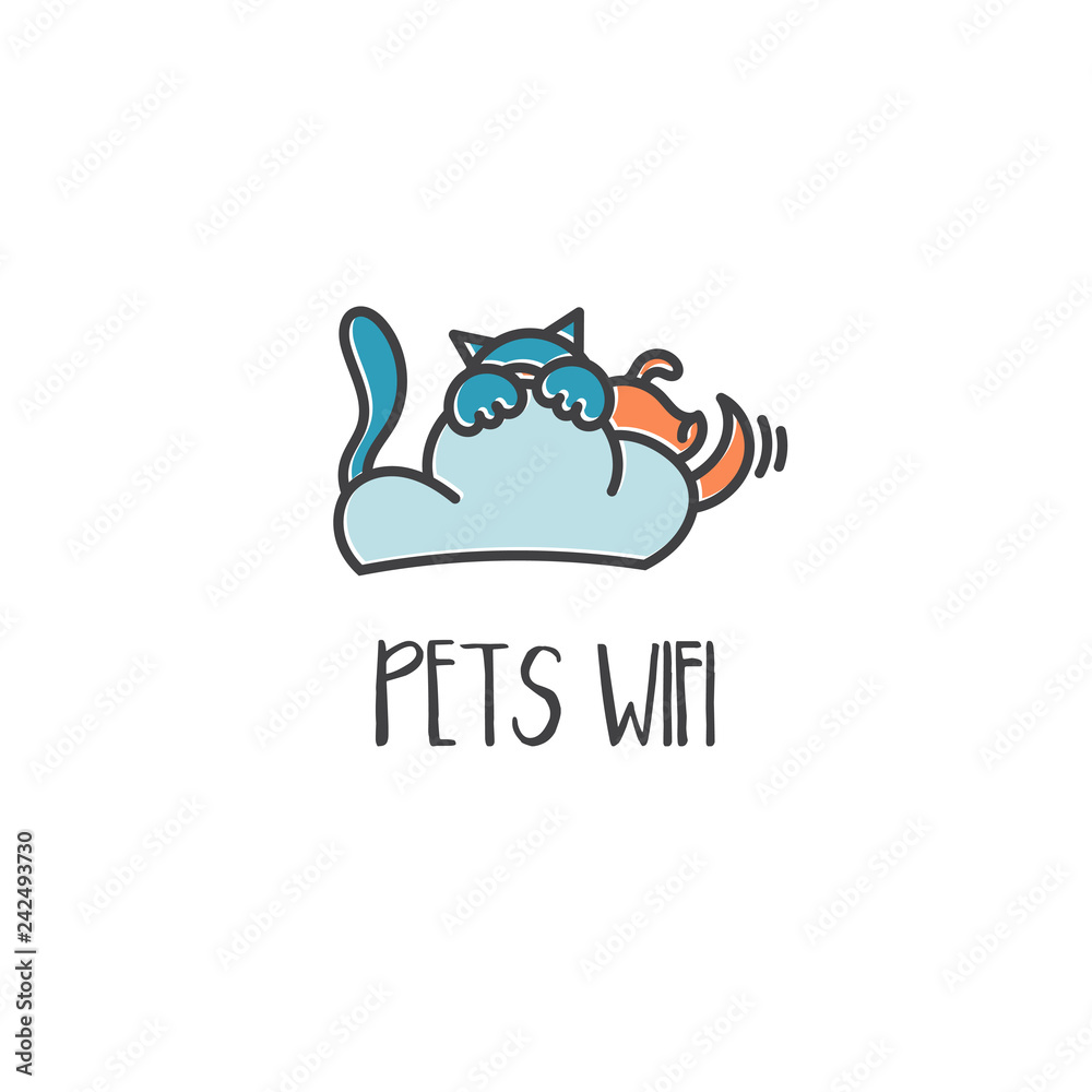 Obraz premium Template icon of cat and dog.Vector illustration