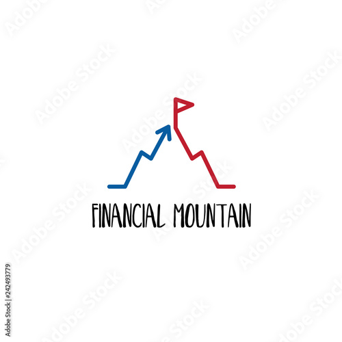 Template icon of finance graphic and mountain.Vector illustration