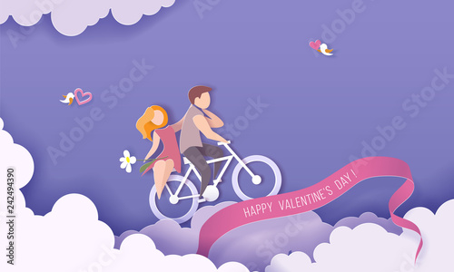 Valentines day card with couple in love heart